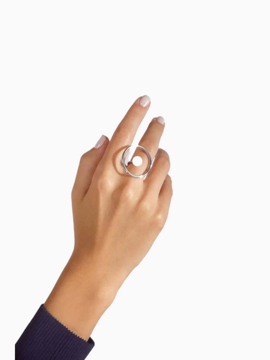 Costume Jewelry MAM | Mam Circular Silver Ring With White Quartz