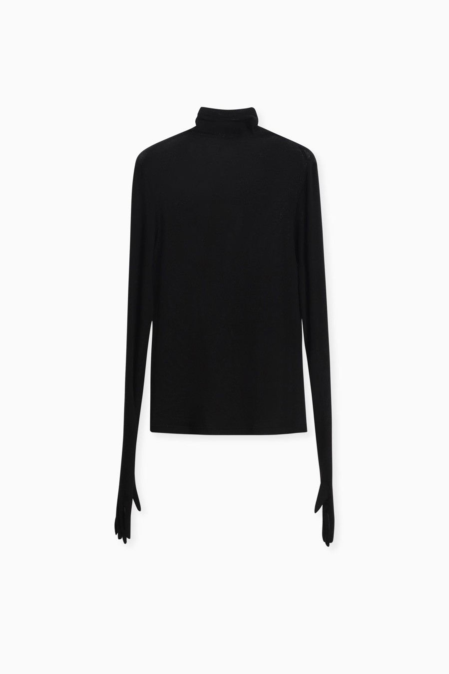 Sweaters & Knits GIA STUDIOS | Gia Studios Black Silk Blend Long Sleeve Turtleneck Top With Gloves