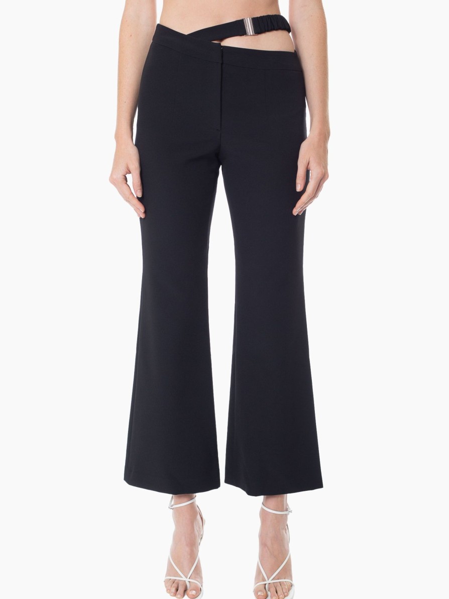 Bottoms STUDIO J KOO | Studio J Koo Waist Cross Belt Detail Trousers Black