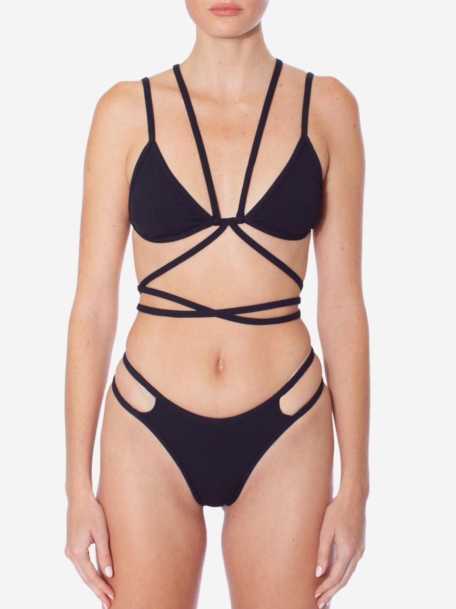 Swimwear & Lingerie ANDREA ADAMO | Andreadamo Double Bikini With Straps And Belt Black