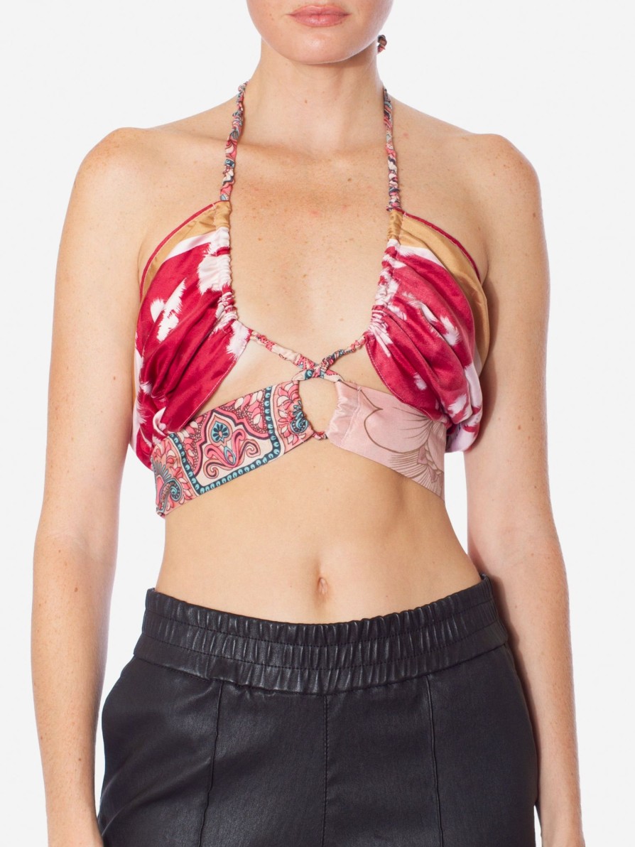 Tops 1/OFF PARIS | 1/Off Paris Designer Scarf Keyhole Halter Top