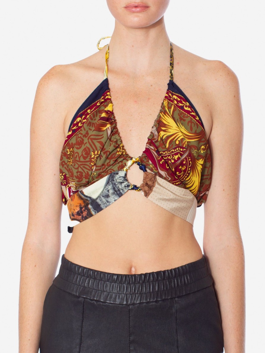 Tops 1/OFF PARIS | 1/Off Paris Designer Scarf Keyhole Halter Top