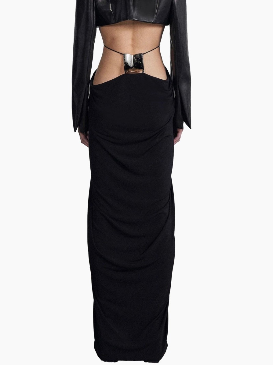 Bottoms GRACE LING | Grace Ling Square Lower Back Plate Pillar Drape Skirt