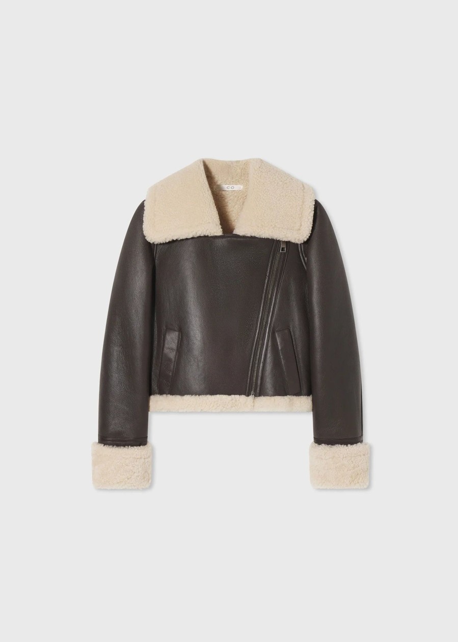 Blazers & Jackets CO | Co Cropped Moto Jacket In Shearling Leather