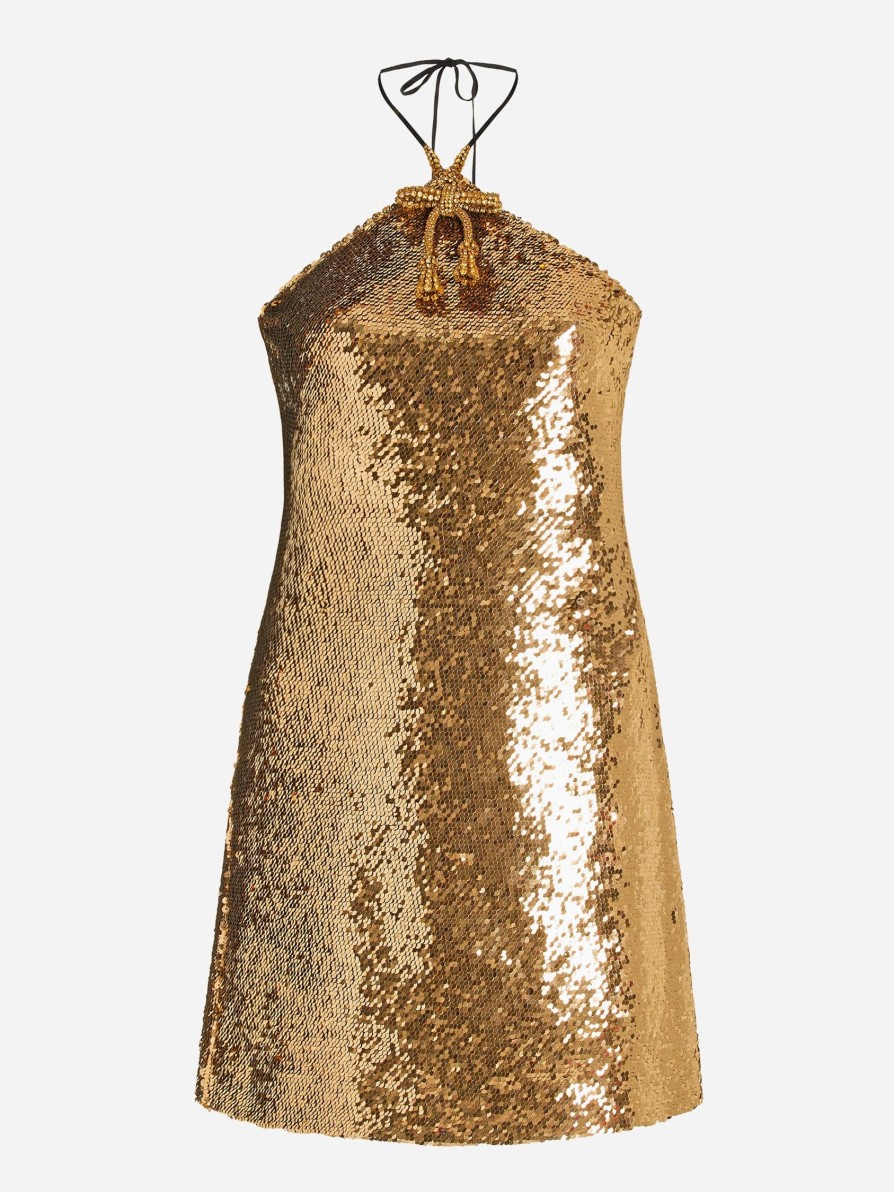 Dresses RODARTE | Rodarte Sequin Mini Bias Dress Gold