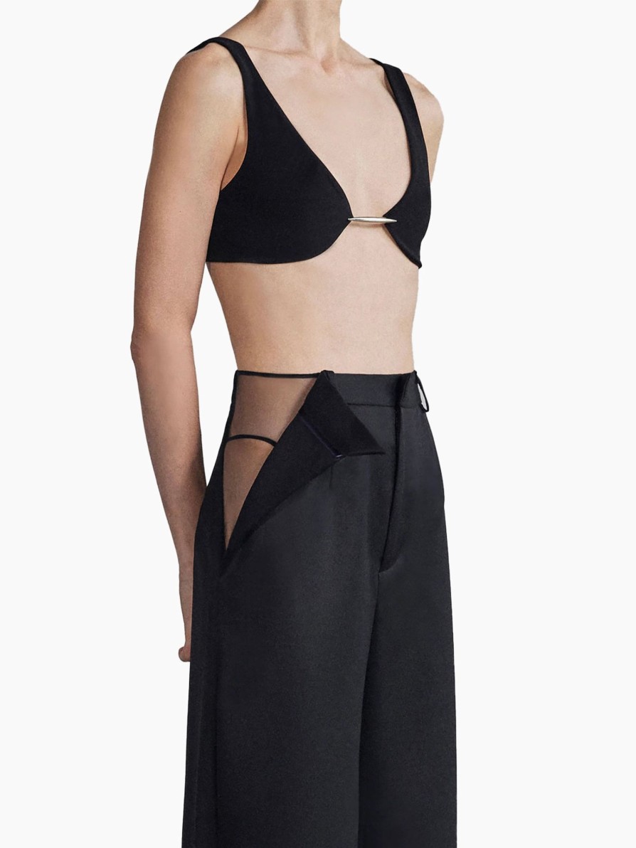 Bottoms GRACE LING | Grace Ling Peek Open Thigh Pant Black