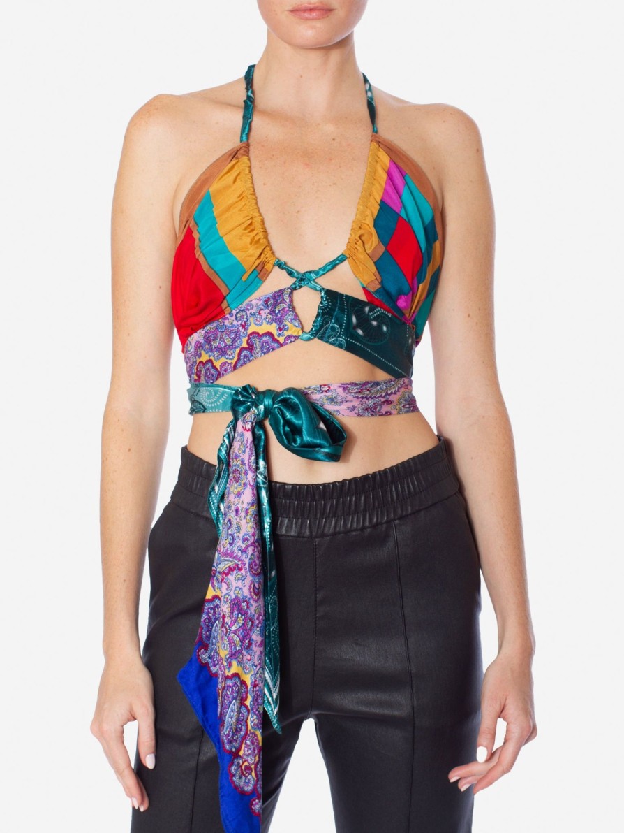 Tops 1/OFF PARIS | 1/Off Paris Designer Scarf Keyhole Halter Top